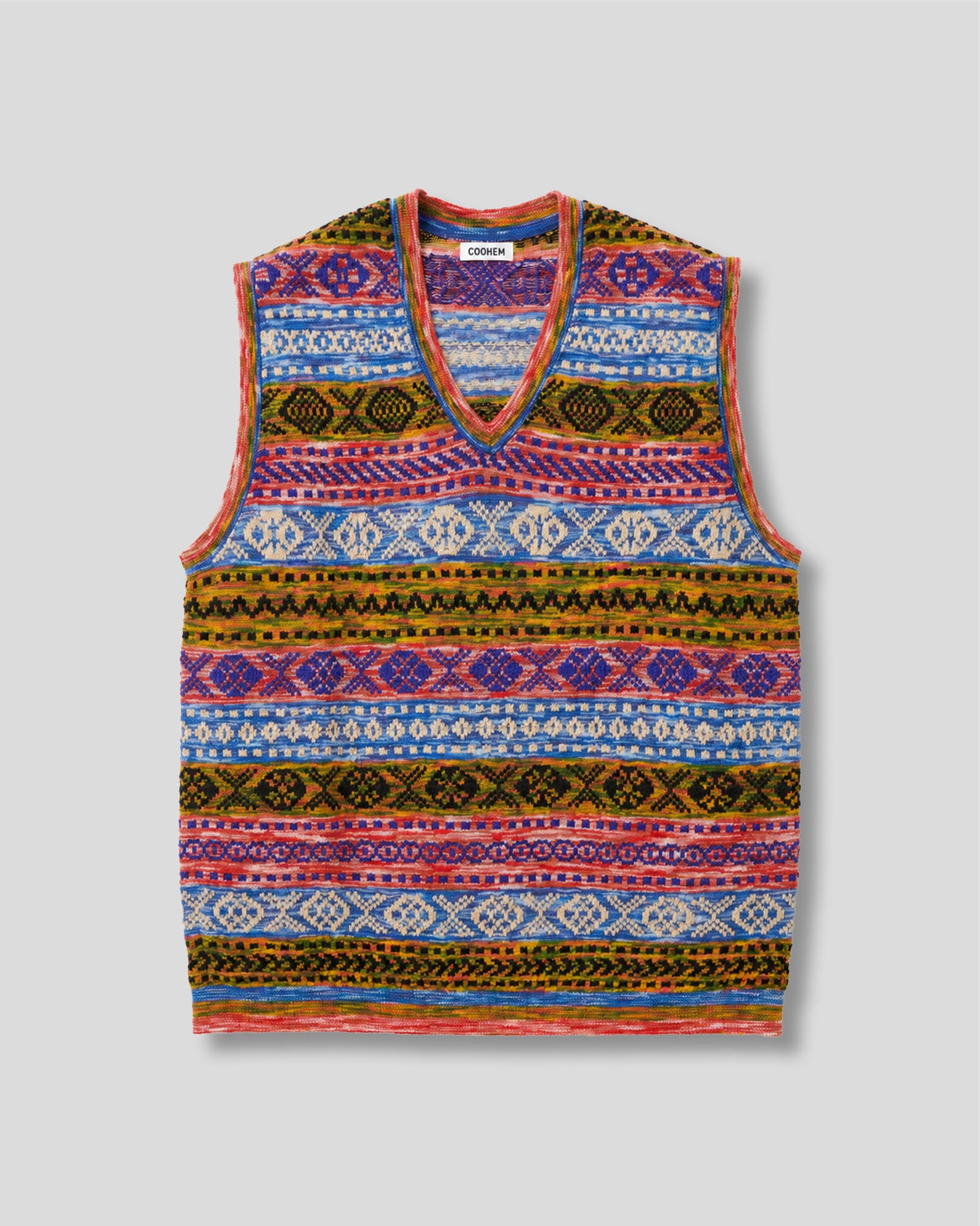 3D FAIR ISLE KNIT VEST RED