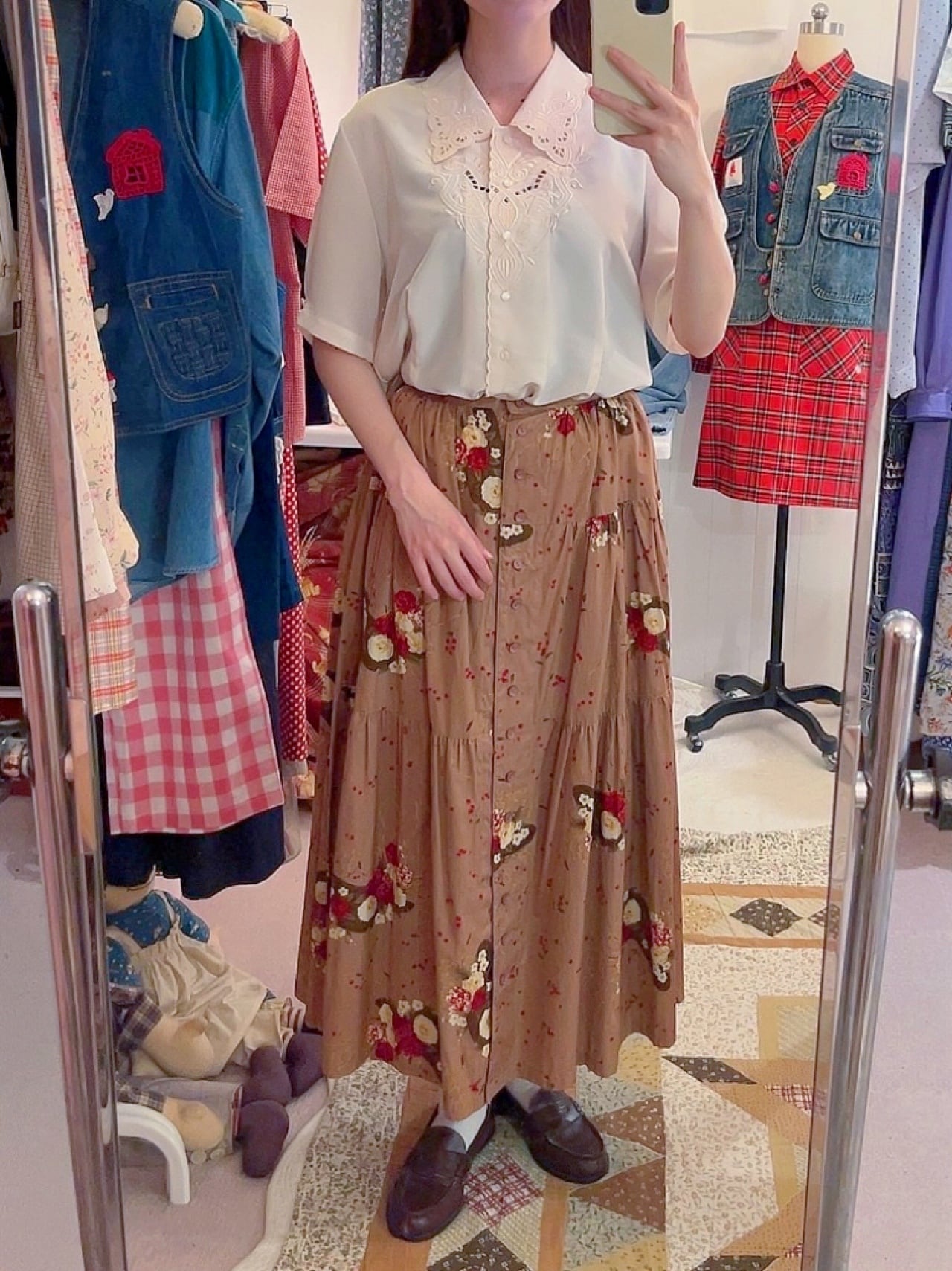 KETTY / pink purple flower tiered skirt