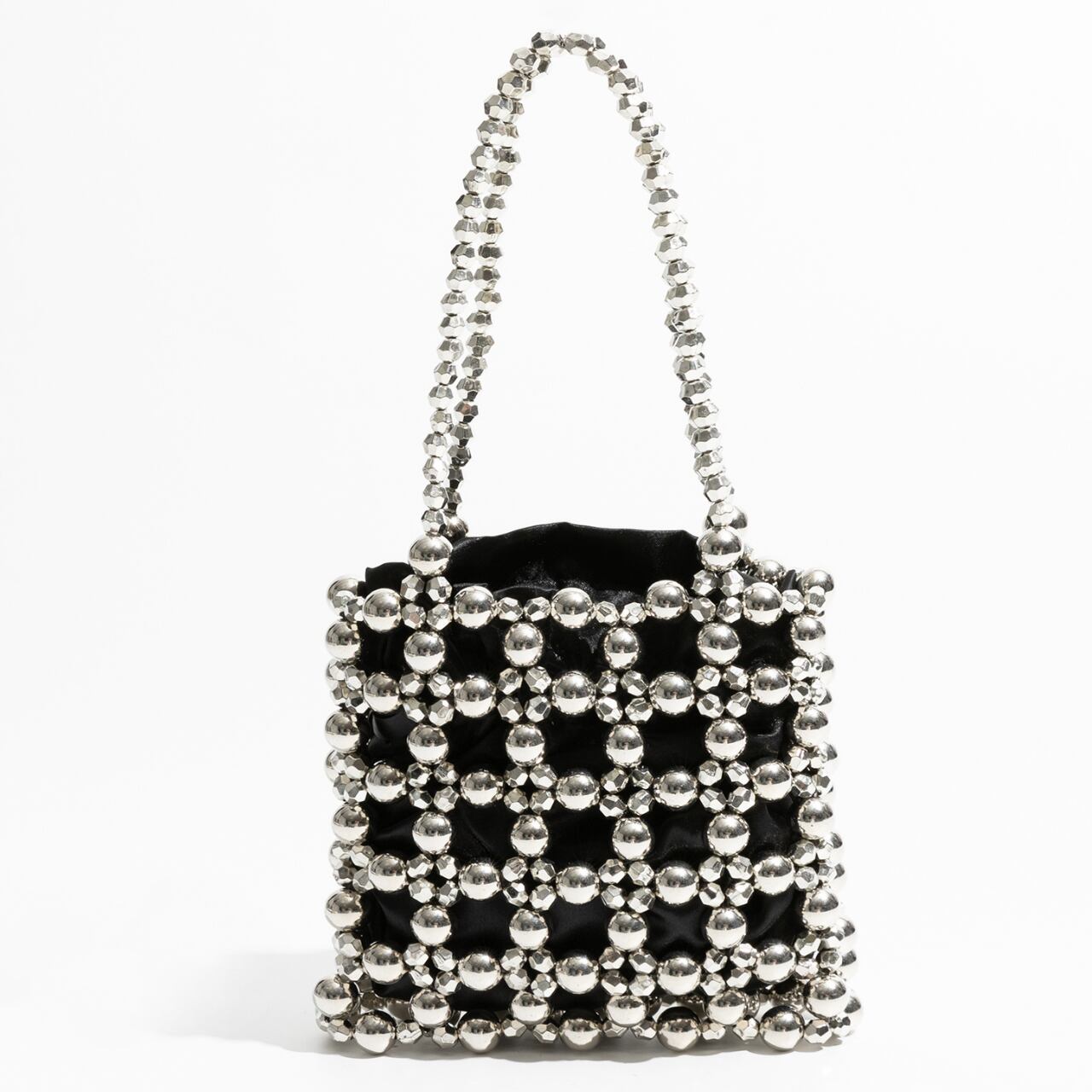 パールビーズ ハンドバッグ-シルバー