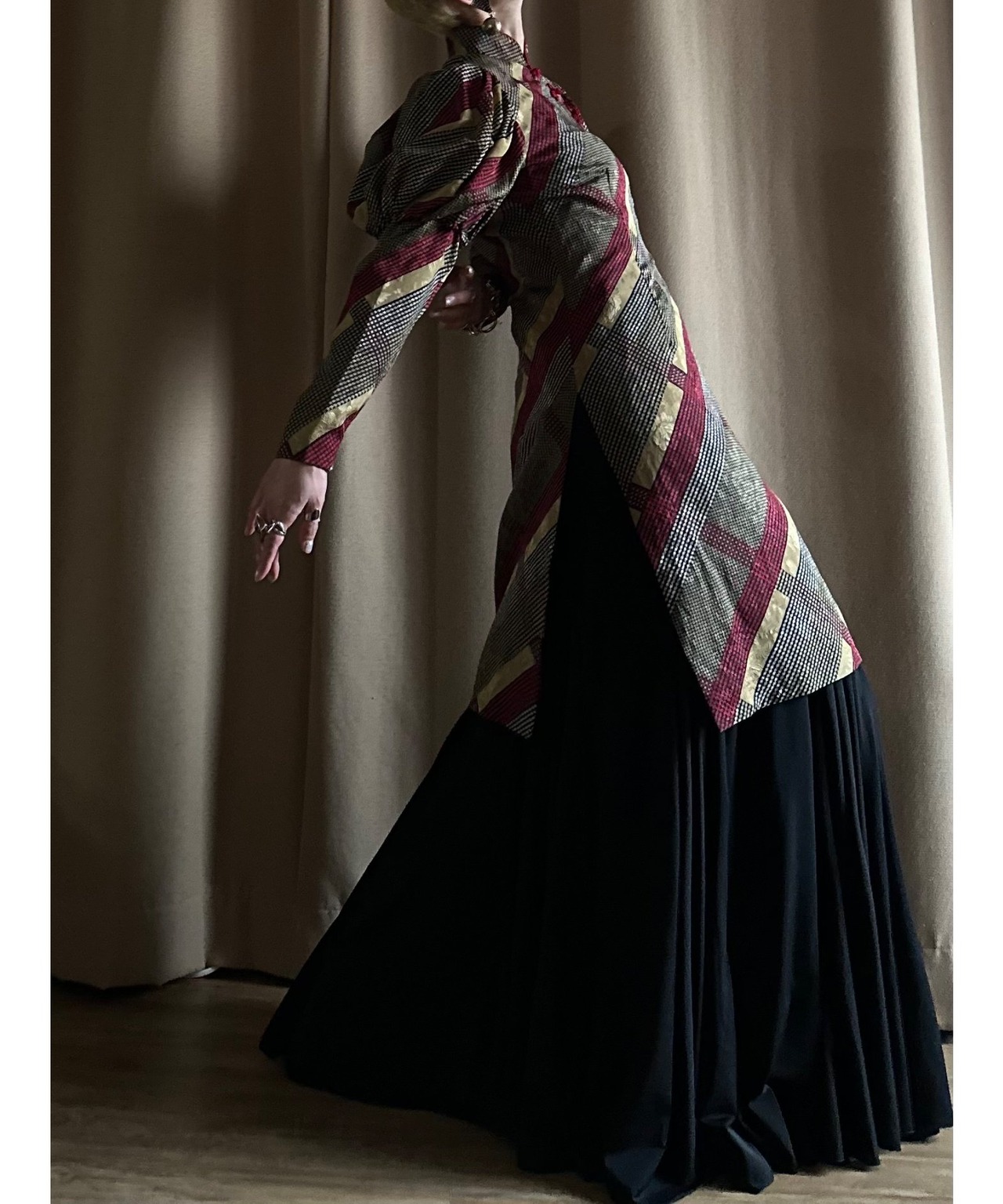 china design puff sleeve dress-4057-3