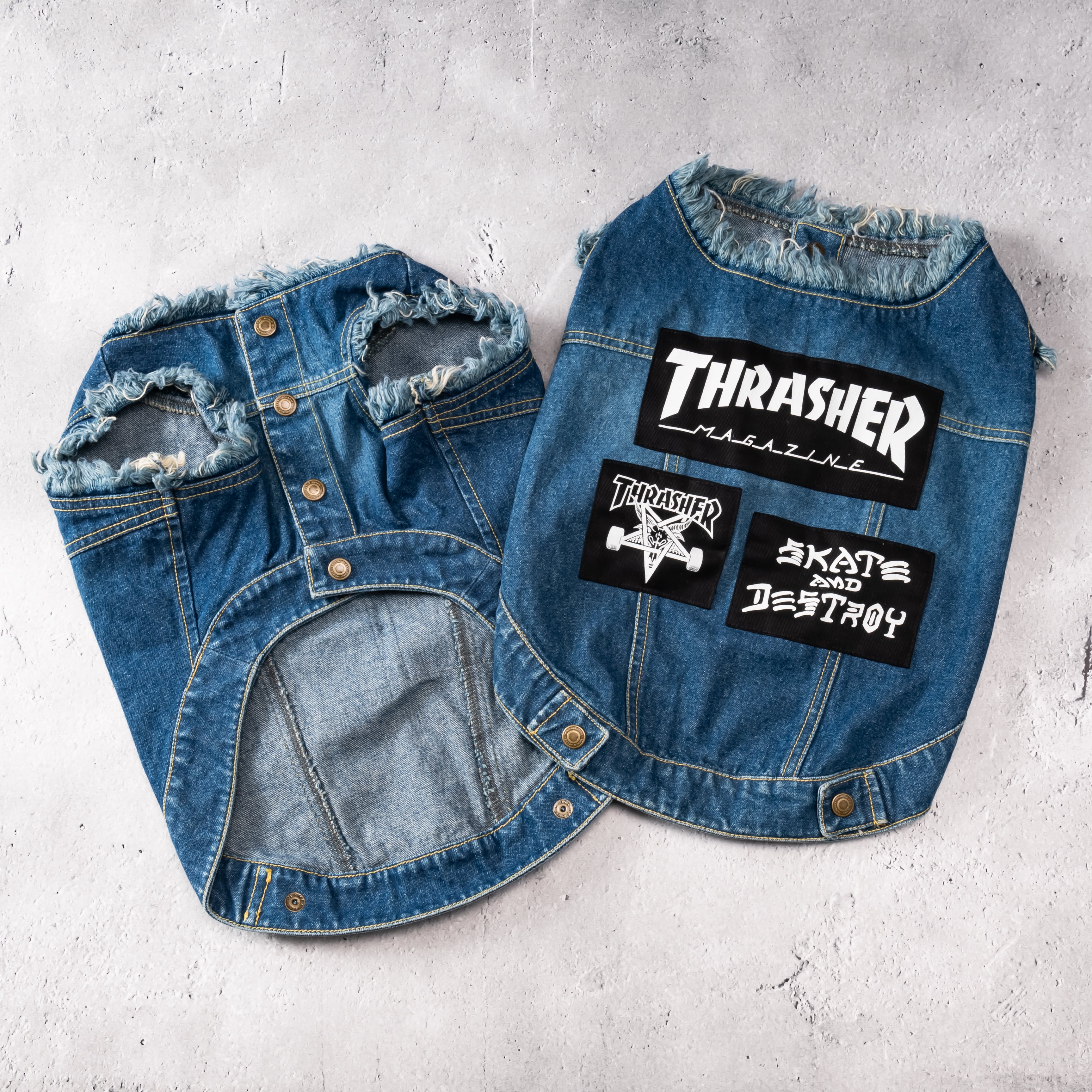 JMP × THRASHER CUT OFF DENIM VEST | JACKSON MATISSE PETS
