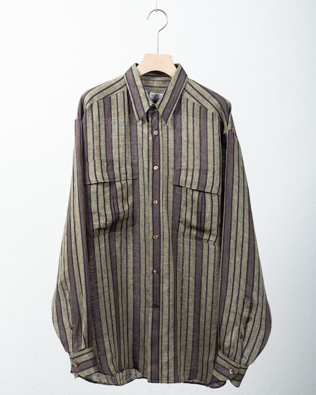 "Zanella" stripe patterned linen shirt / Made In ITALY