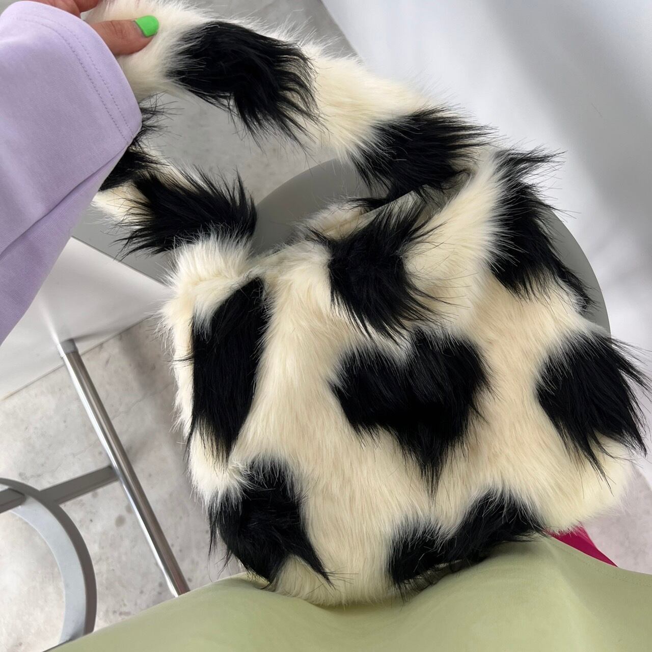 ハートプリントファーバッグ_LN01523