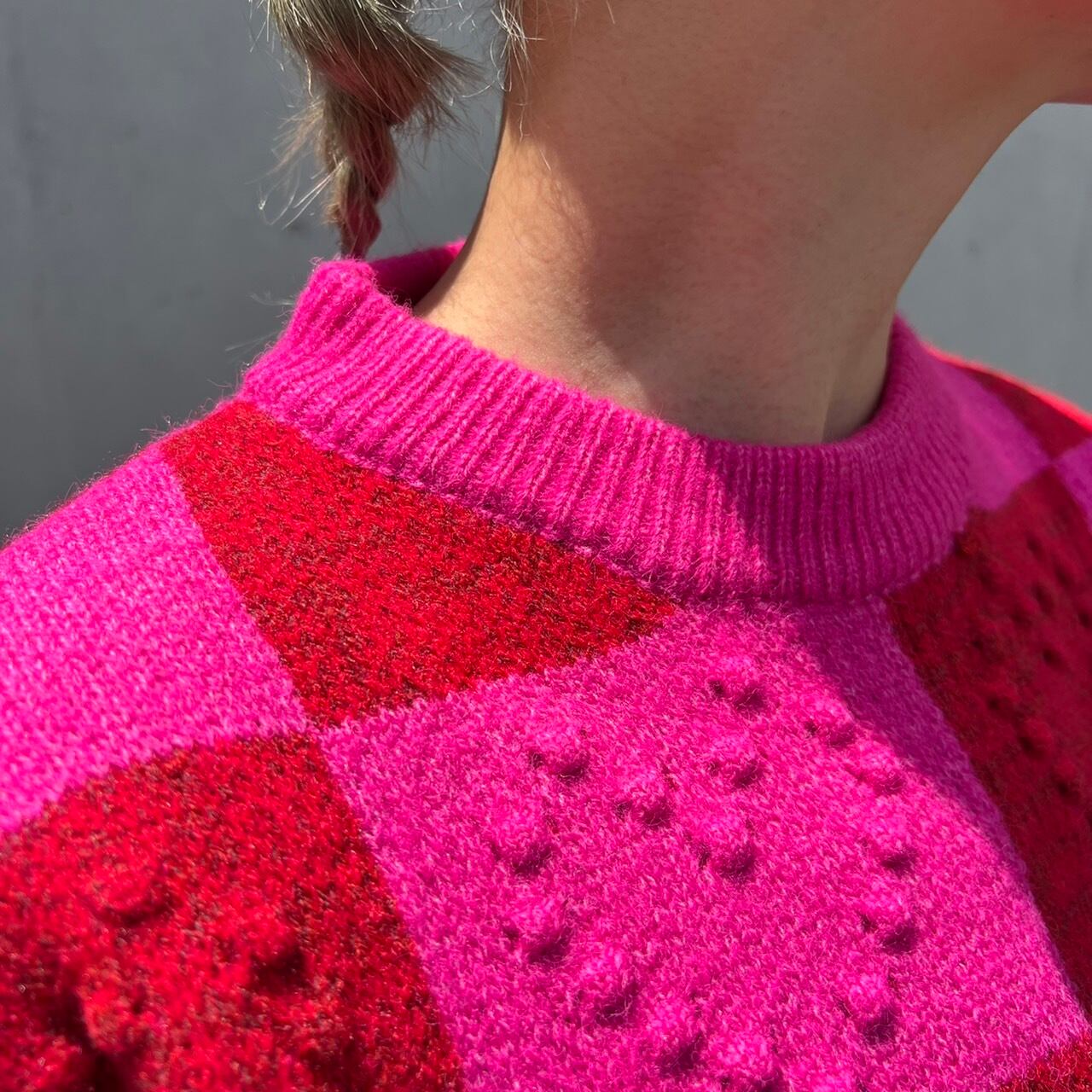 ハートモチーフギンガムチェックニットベスト _LN01294 | lanan(ラナン)