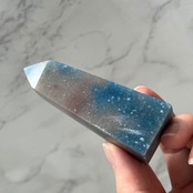 希少*トロレアイトポイント3*スコルザライト(鉄天藍石)インクォーツ*天然石インテリア*天然石タワー*置き物