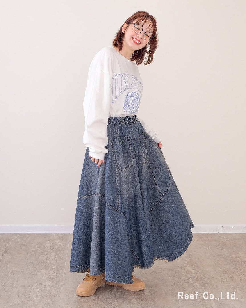 ネックスルーデニムスカート】 ST-225943 Brand：ミリロピュール