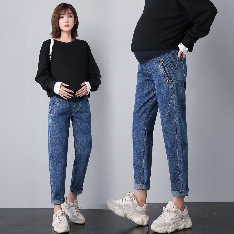 【新作】【送料無料】 537＃マタニティパンツ春秋刺繍レジャーマタニティジーンズベリーサポートパンツ伸縮性ウエストマタニティパンツ レッド エラスティック スプリング 春物 オータム 秋物 AL expec338349817030