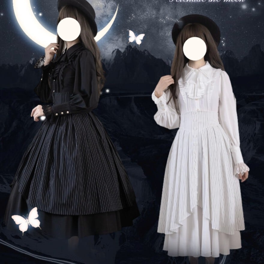 SEASONZ ゴスロリ スカート ロング丈 ストライプ柄 恋月 小夜曲 ダークゴシック 控えめ