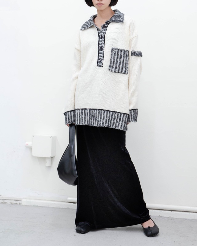 1990s ribbed trim oversized knit polo