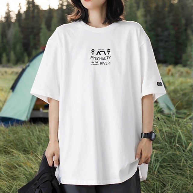 Printed short sleeve round neck T-shirt A0136