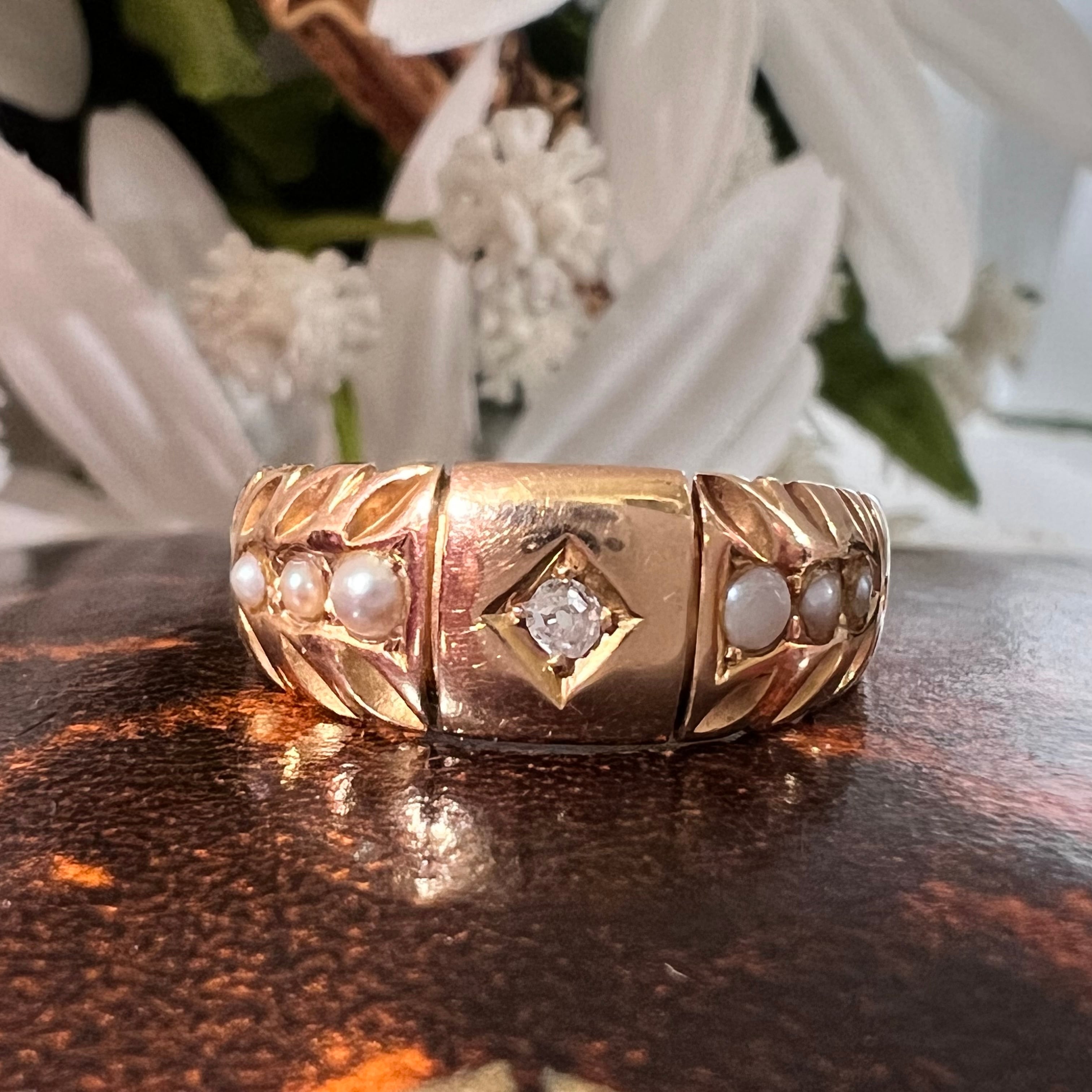 激レア　英国　アンティーク　18ct  18k ジプシーリング