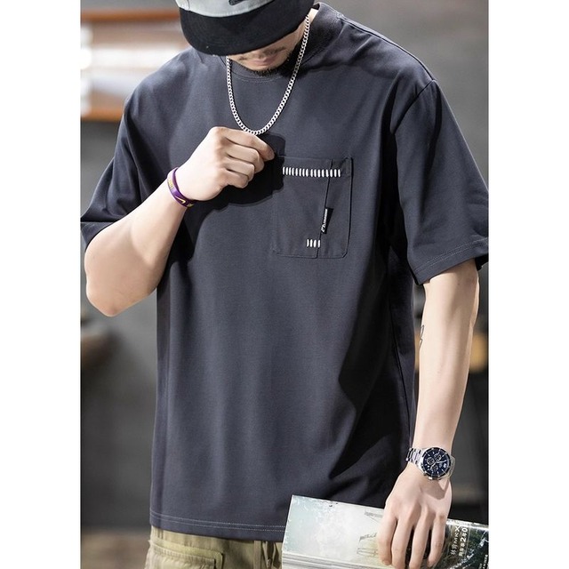 ワンポイント刺繍 ポケットTシャツ 10167