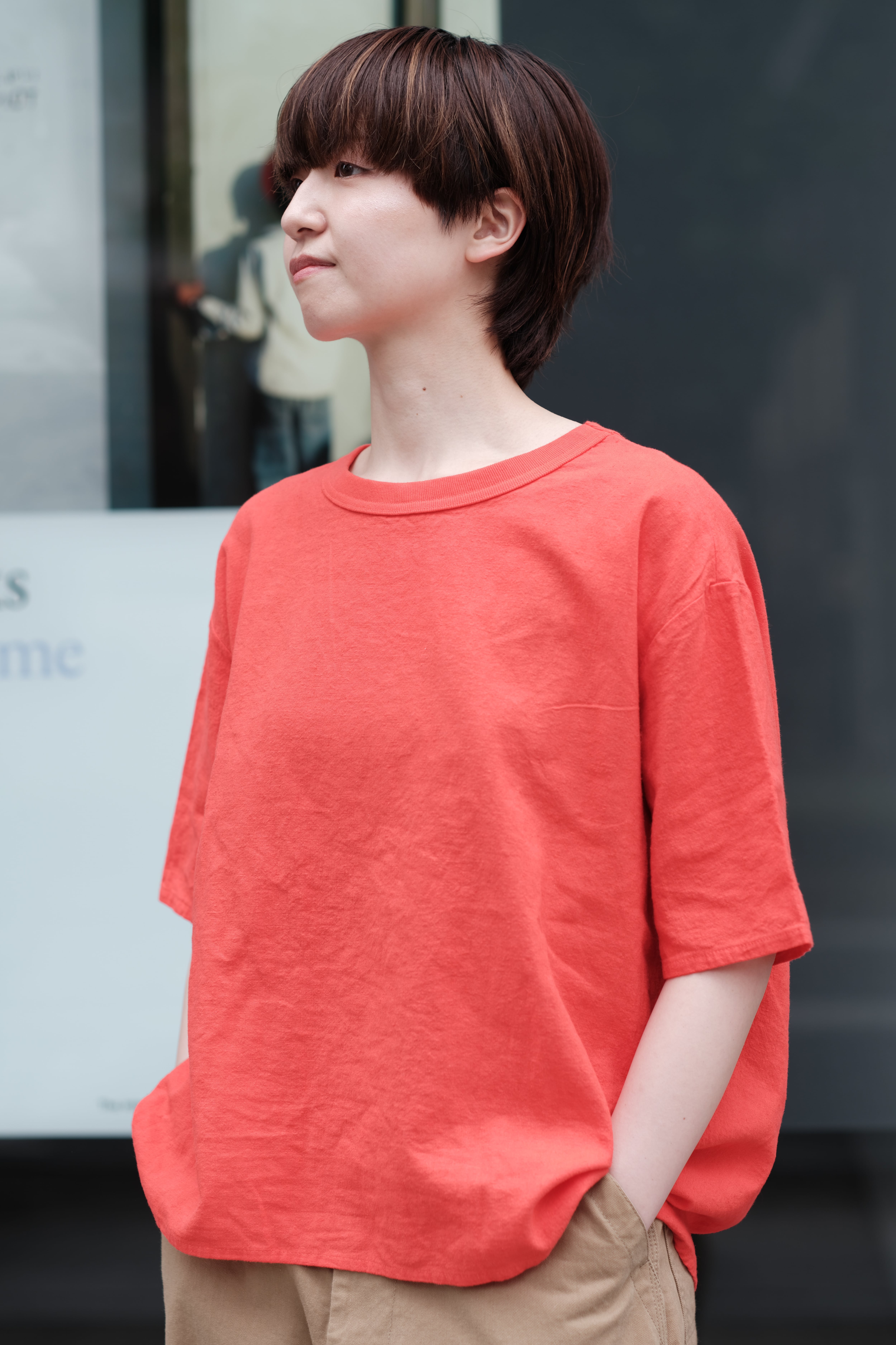 maillot】linen rich back tuck half sleeve shirt-Tee | theater