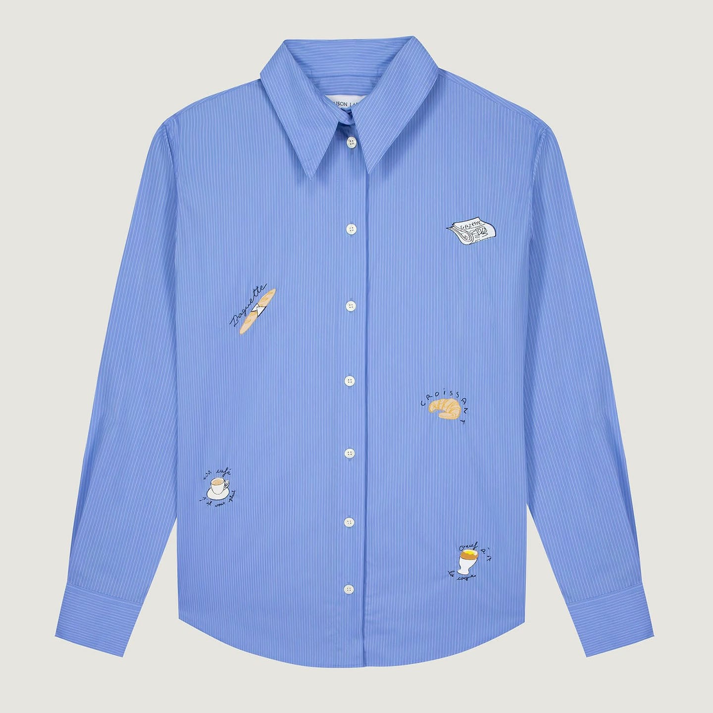 MAISON LABICHE BREAKFAST COTTON SHIRT THIN STRIPES BLUE