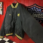 90s USA製 King Louie ナイロンスタジャン ブラック×イエロー 刺繍ロゴ キルティング 中綿入り