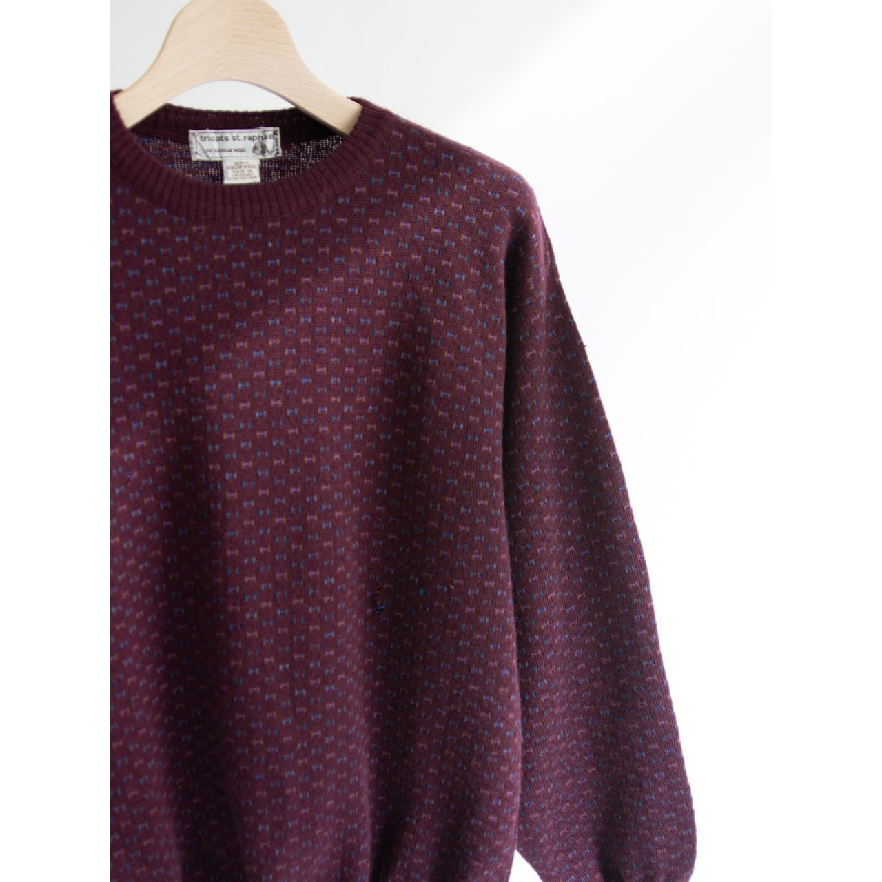 【tricots st. raphael】Made in Uruguay 100% virgin wool crew neck sweater（ウルグアイ製 クルーネック 刺繍ウールニット セーター）12b