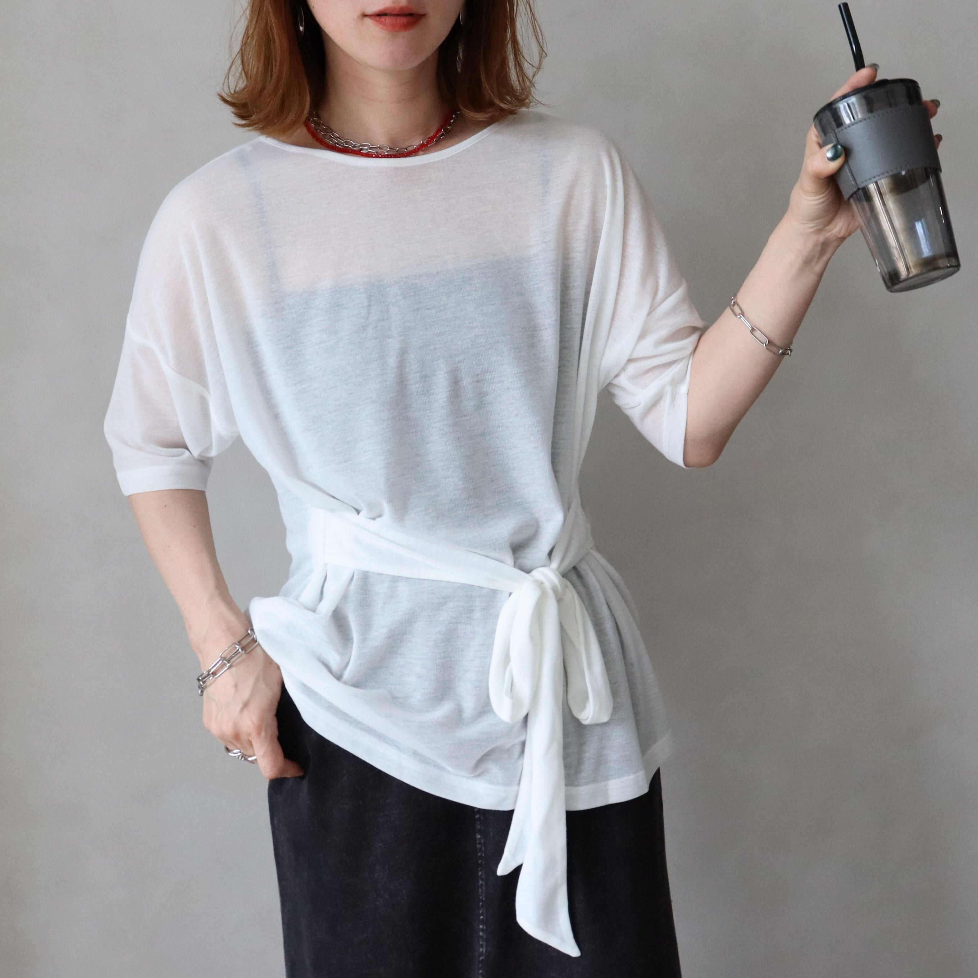 新品jenaジュナ袖口プリーツ布帛デザインぺプラムカットプルオーバ－ Tシャツ感覚なのにきちんとブラウス見え！カットジョーゼットプル