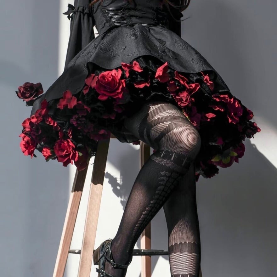 フラワーパニエ 花飾り ゴスロリ 甘ロリ 姫系 40cm丈|SEASONZ