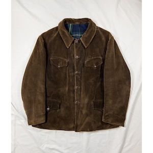 【1950s】"French Vintage" Brown Corduroy Gamekeeper Hunting Jacket with Tartan Check Lining!!