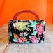 Vintage flower pattern pile fabric handbag