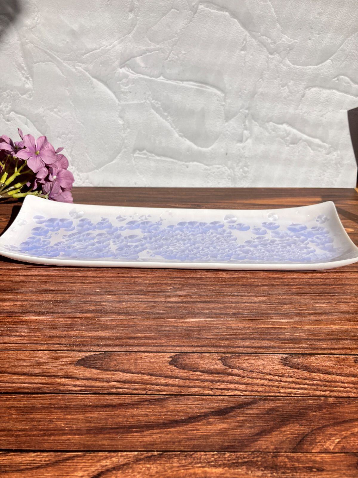 花結晶 長皿 角皿 紫 （清水焼 京焼） | 若林陶器