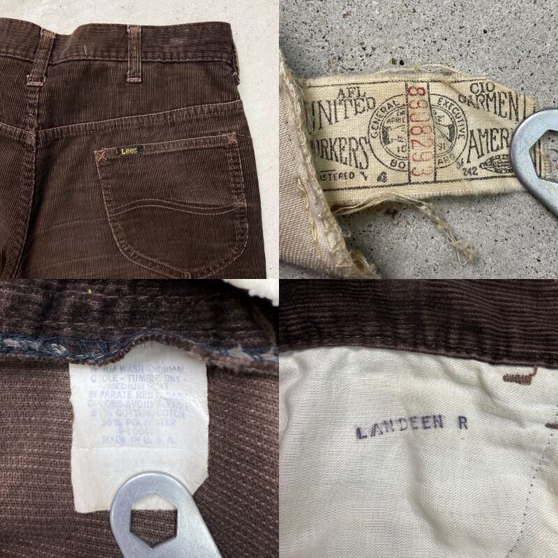 70年代 USA製 Lee フレアパンツ 細畝 コーデュロイパンツ メンズW33
