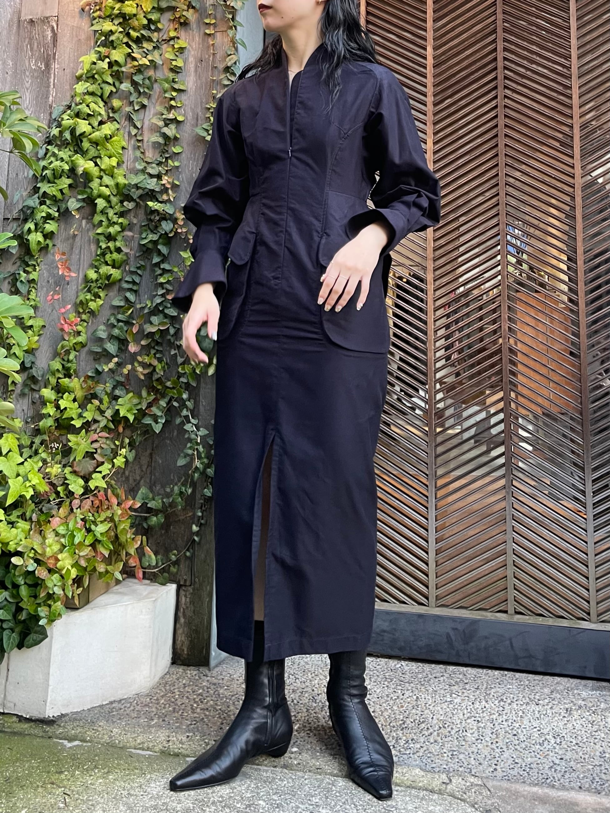 Mame Kurogouchi マメクロゴウチ / Brushed Cotton Peplum Dress 