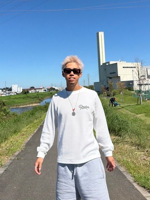 waffle long tee / white