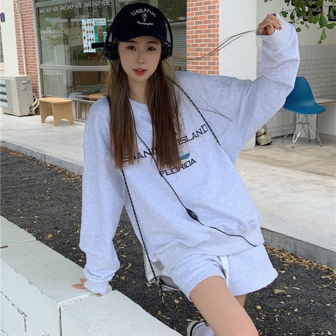 韓国 スウェット セットアップ レディース トレーナー ハーフパンツ 