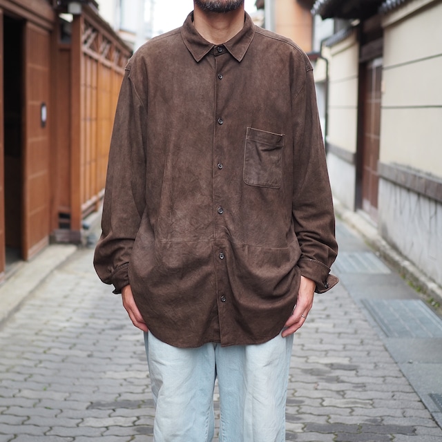 POLO RALPH LAUREN  スウェードレザーシャツジャケット・モカブラウン