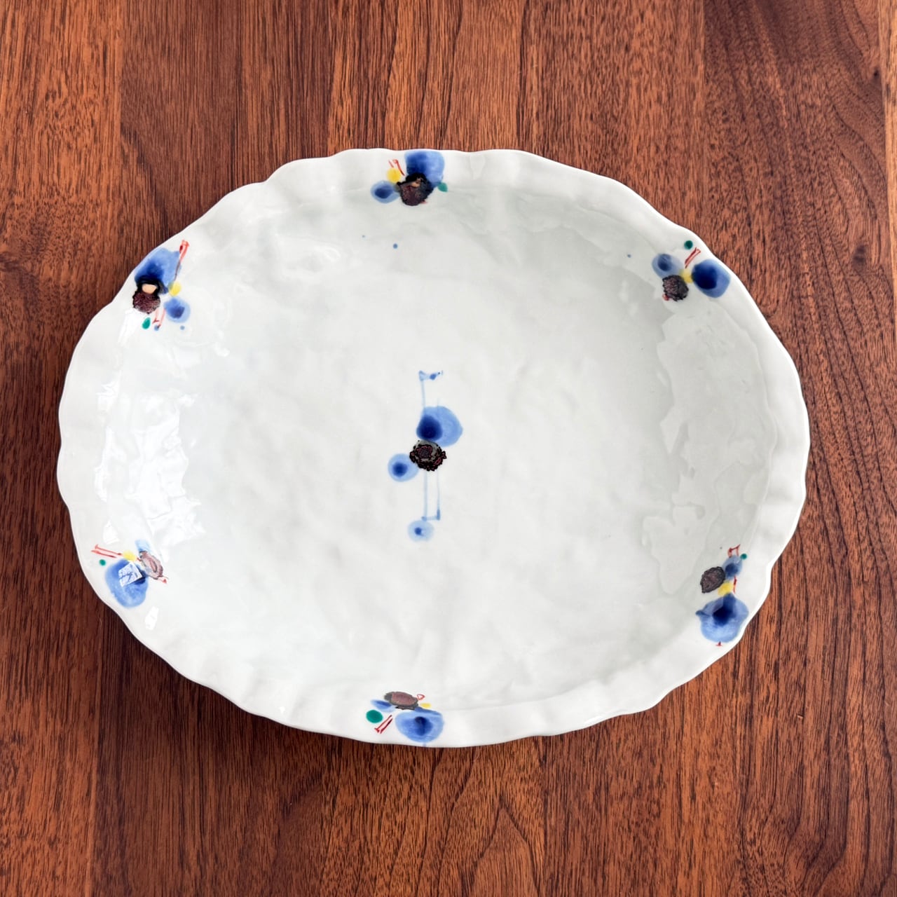 松尾貞一郎 ｜ 楕円鉢 23.5cm（染錦錆丸紋） 貞土窯・有田 | にっこう