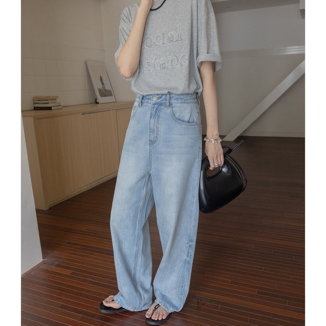 High Waist Washed Denim　k0966