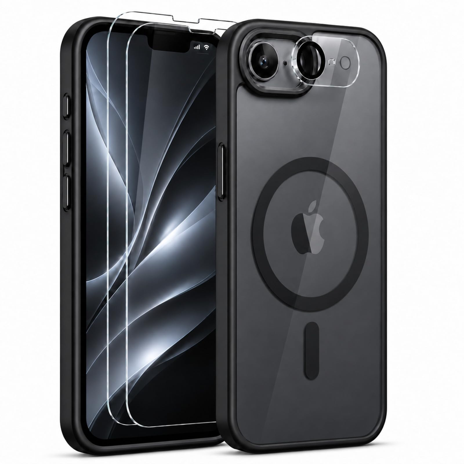 KOWEDYA iPhone 17e ケース/iPhone 16e ケース MagSafe対応 全面保護 半透明 16e/17eカバー 軽量 ブラック