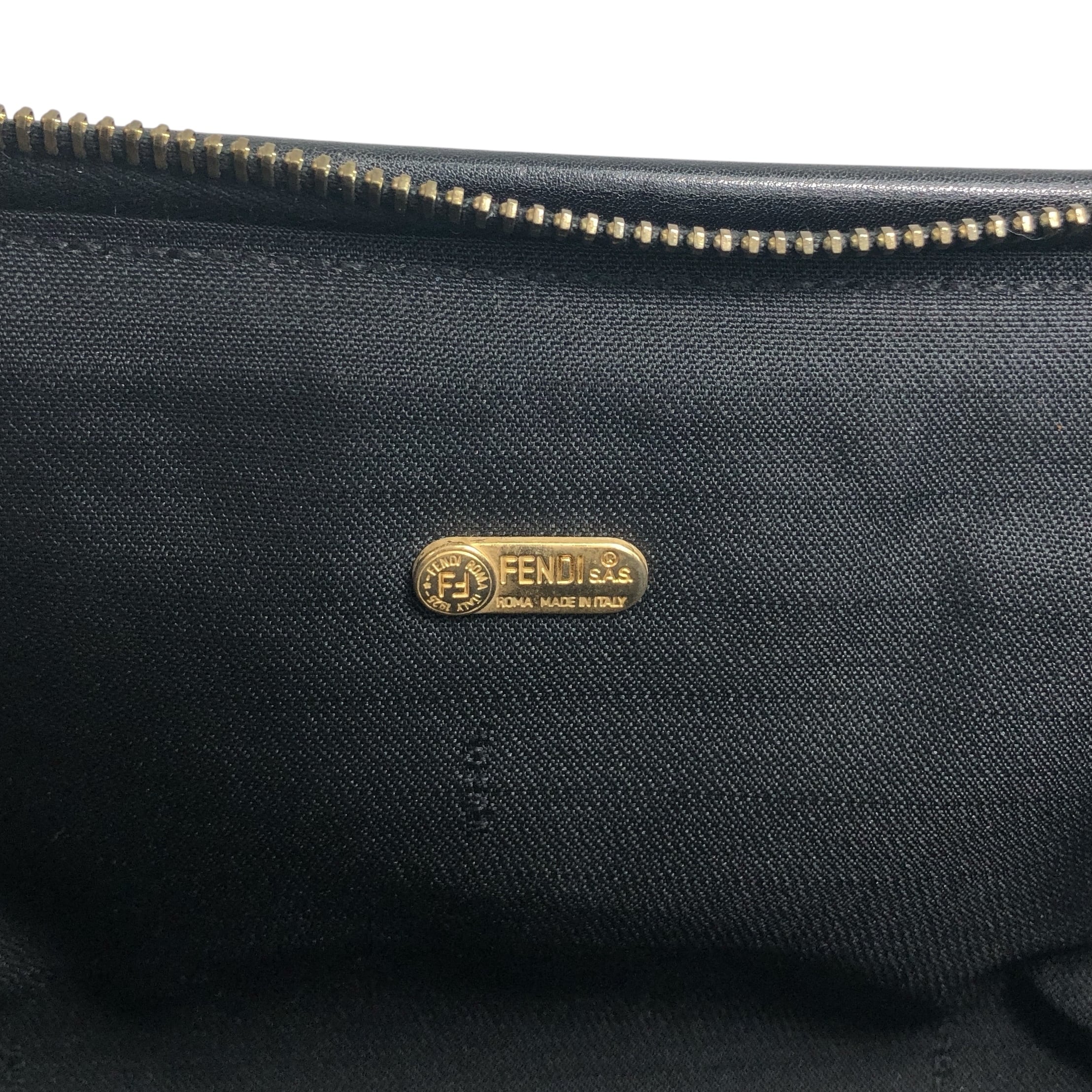 FENDI フェンディ ペカン柄 ハンドバッグ ブラック PVCレザー 2WAY