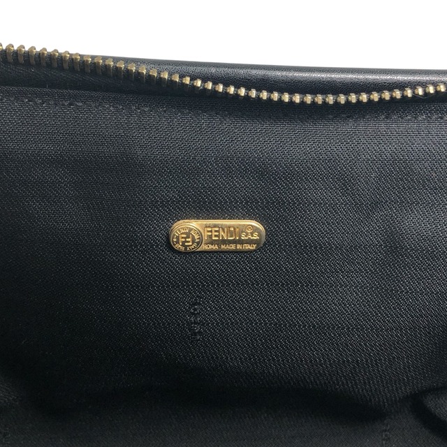 FENDI フェンディ ペカン柄 ハンドバッグ ブラック PVCレザー 2WAY ミニバッグ ミニボストン vintage ヴィンテージ オールド p73ycs