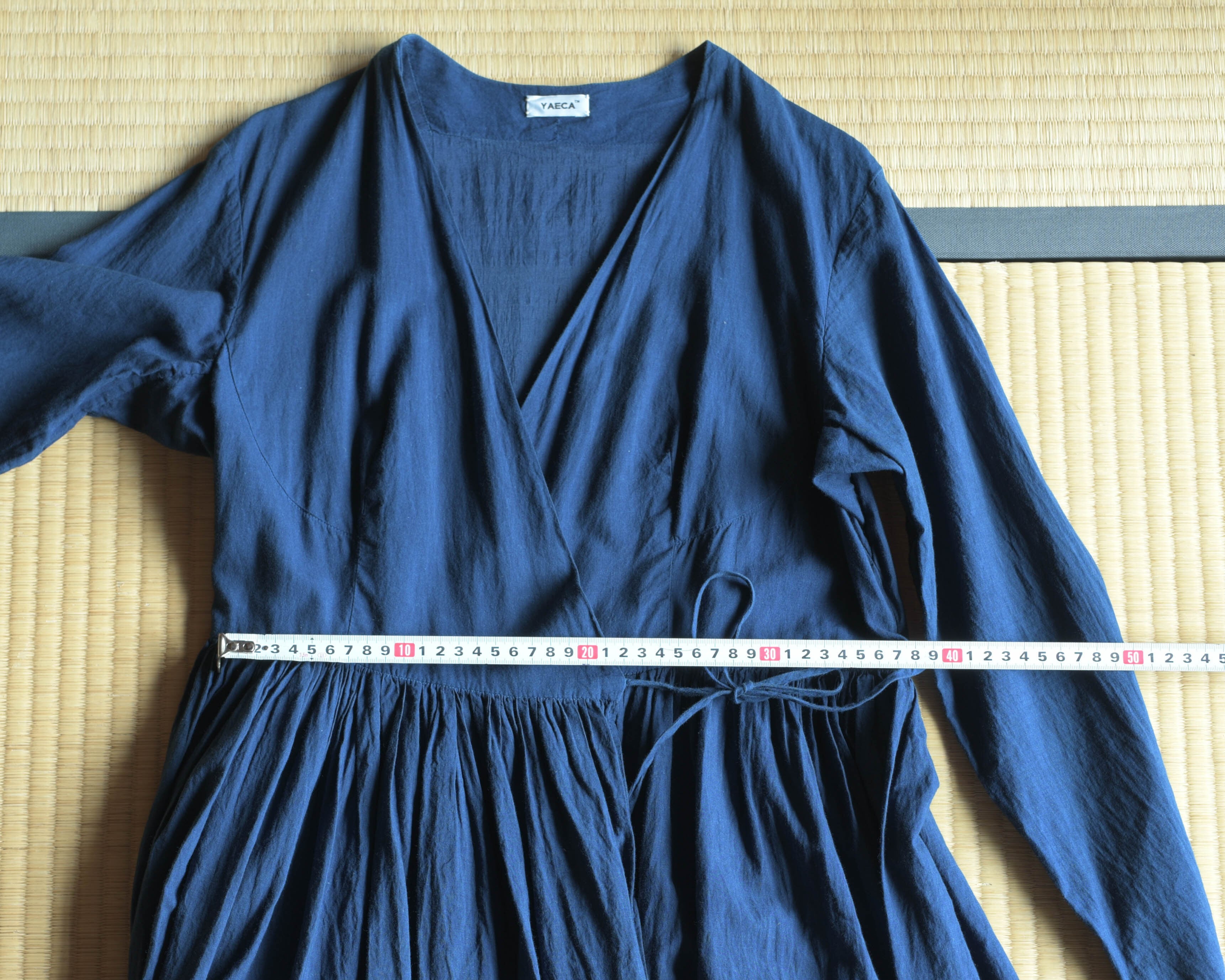 YAECA khadi ｜ラップギャザードレス 琉球藍 | 御茶屋跡