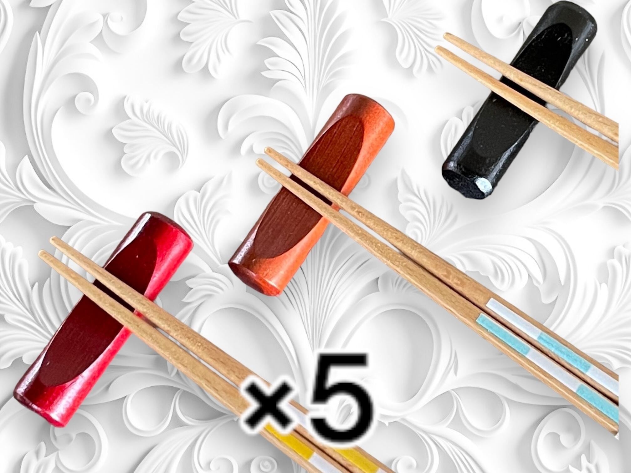 5個でお得 木製の箸置き5個(各色) 送料無料