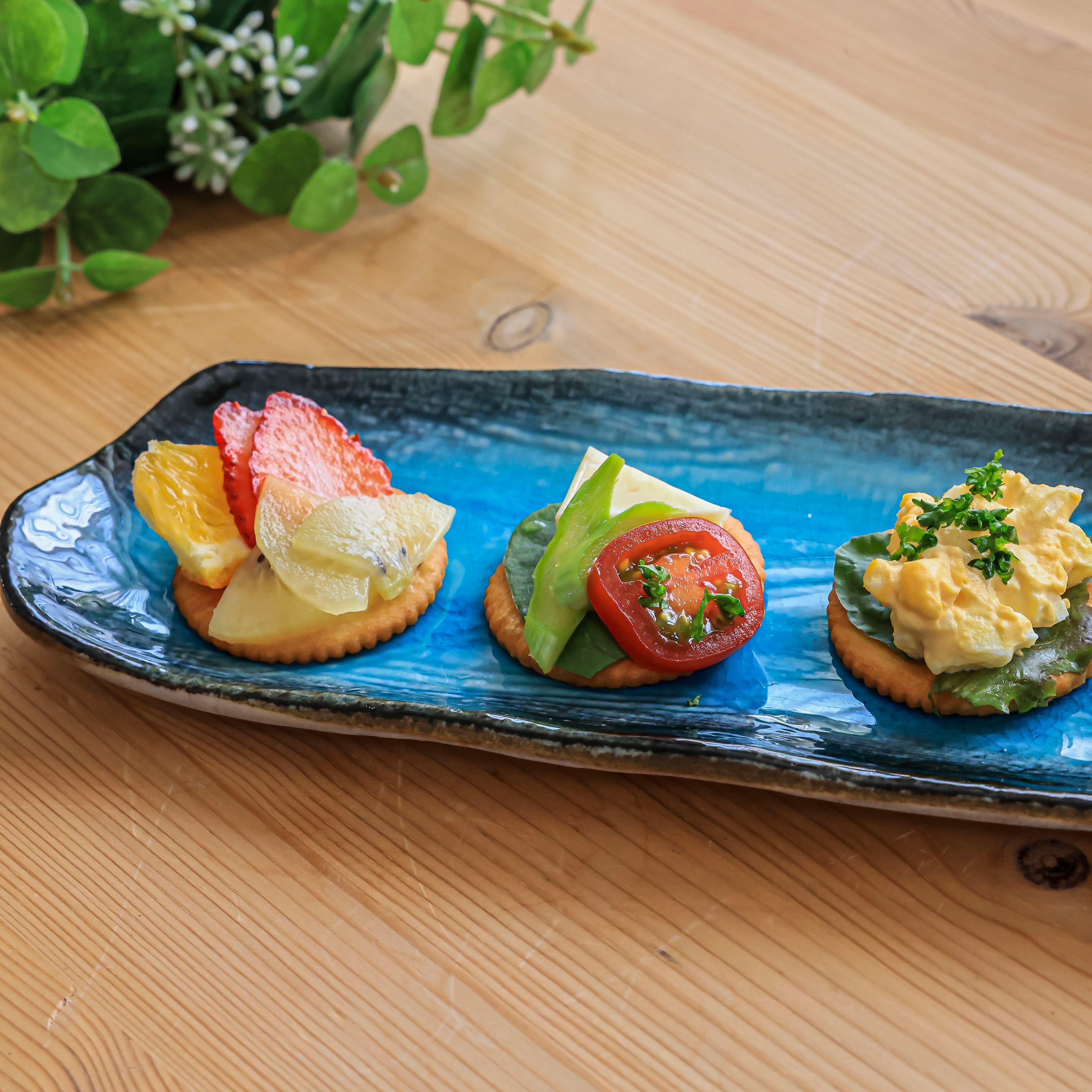 均窯スカイくし目長皿