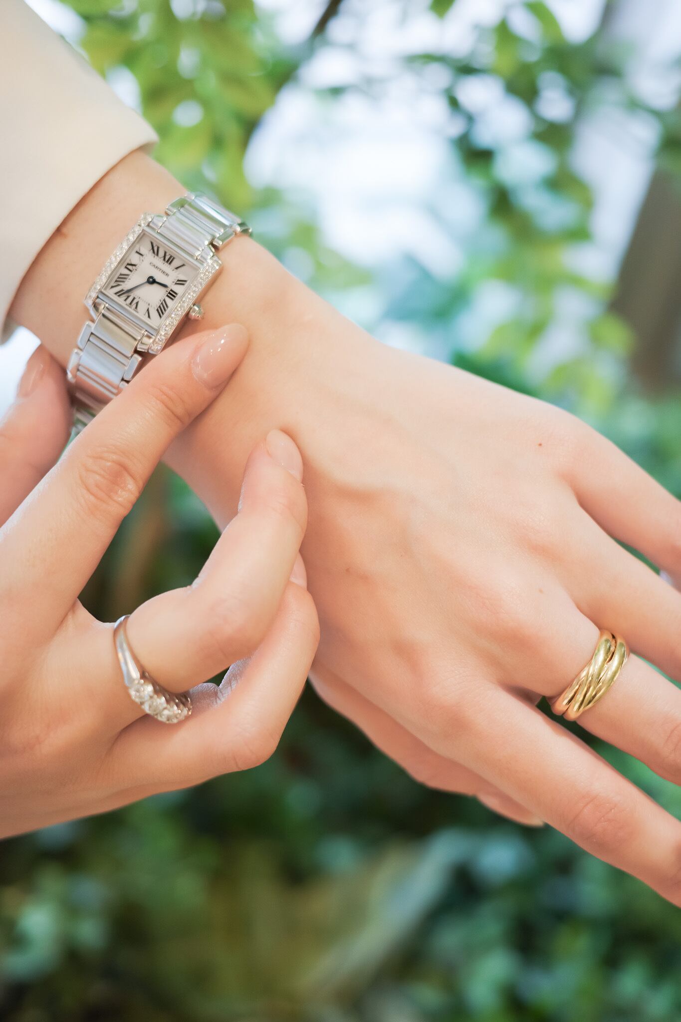 カルティエ タンクフランセーズ SM ホワイトゴールド 純正ダイヤモンド