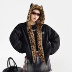 Women's Padded Coat with Leopard-Print Fur(ME498)