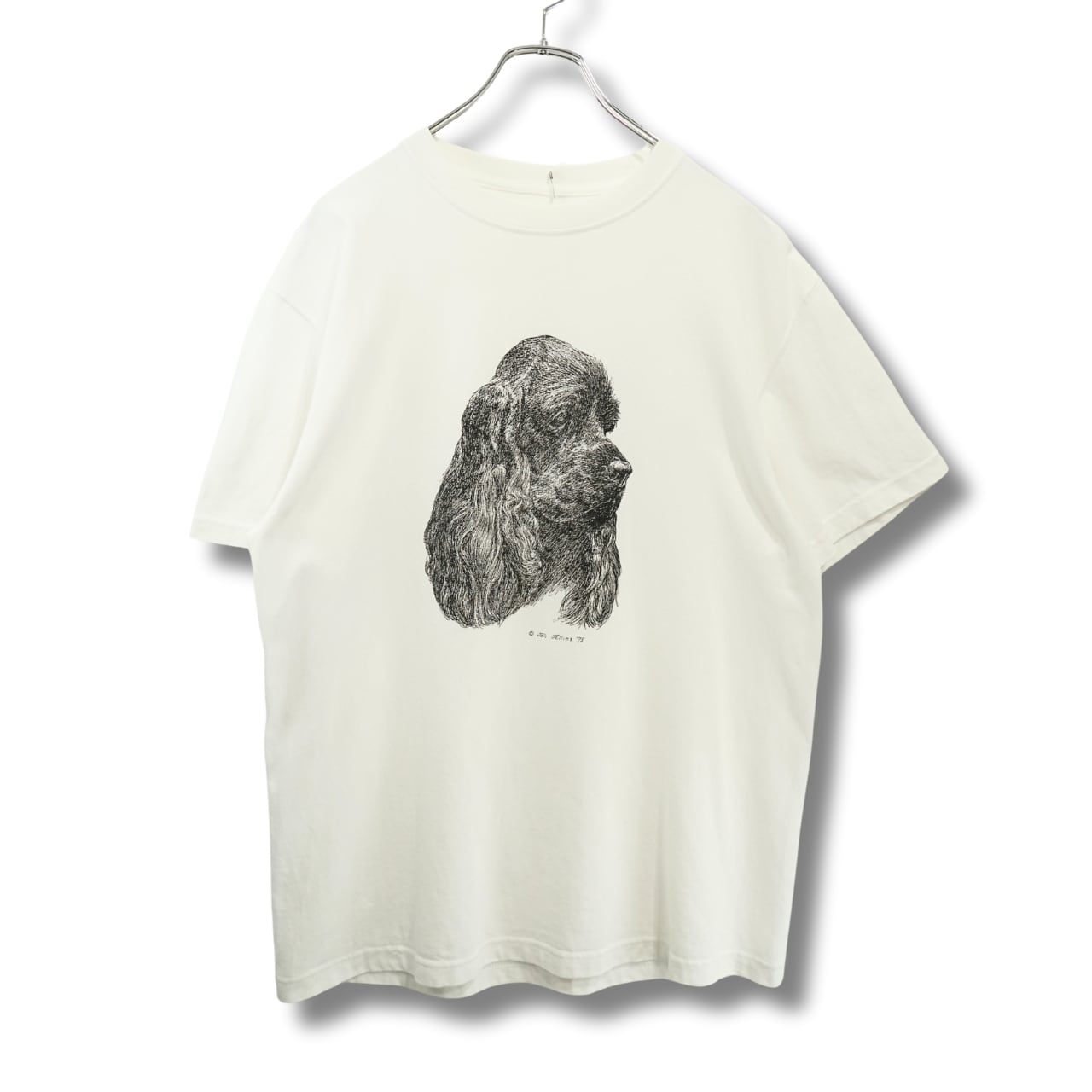 Jan Jellins アメリカンコッカースパニエル シルクスクリーンTシャツ ホワイト L|NA303