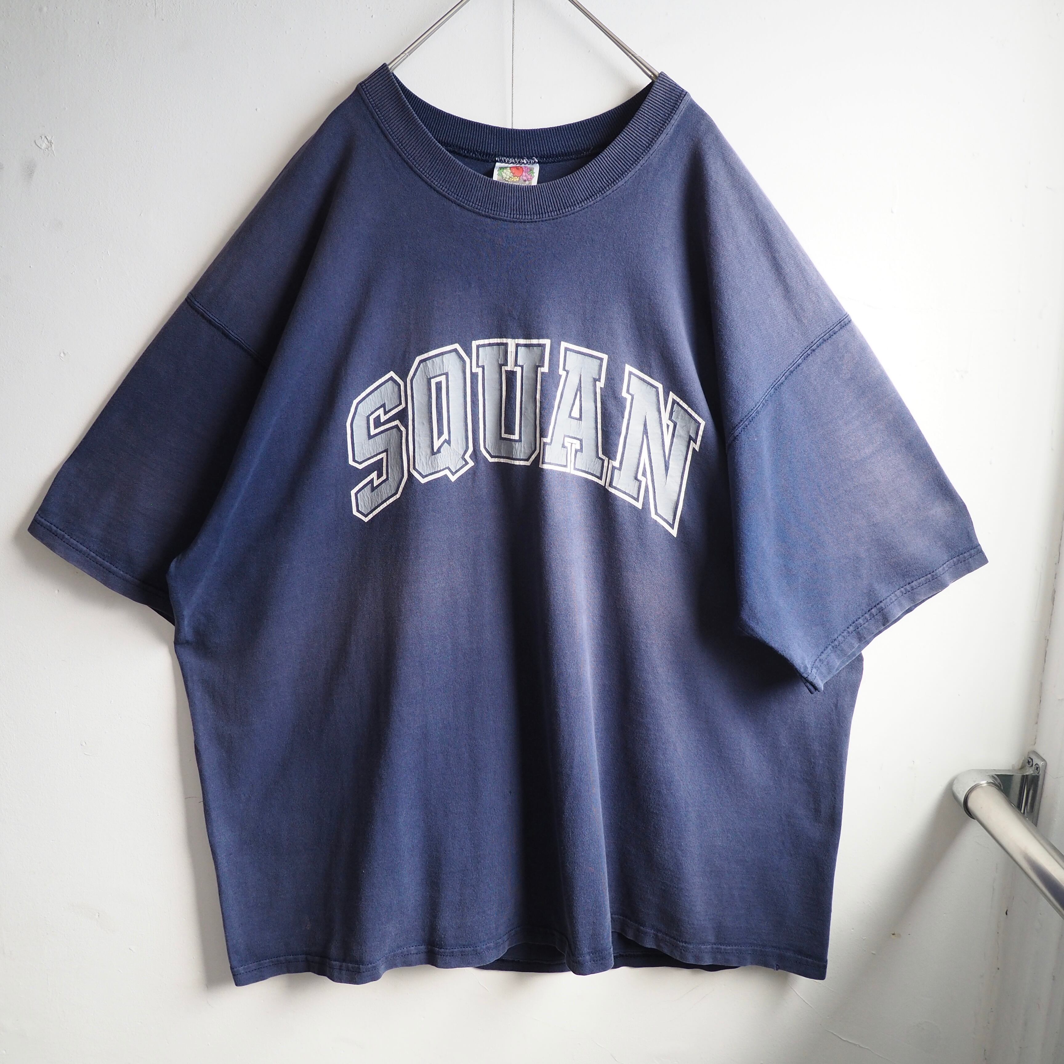 1990s ” Fruit of the room ” ” SQUAN ” Aging printed Faded Body vintage loose Tee (made in Usa)
