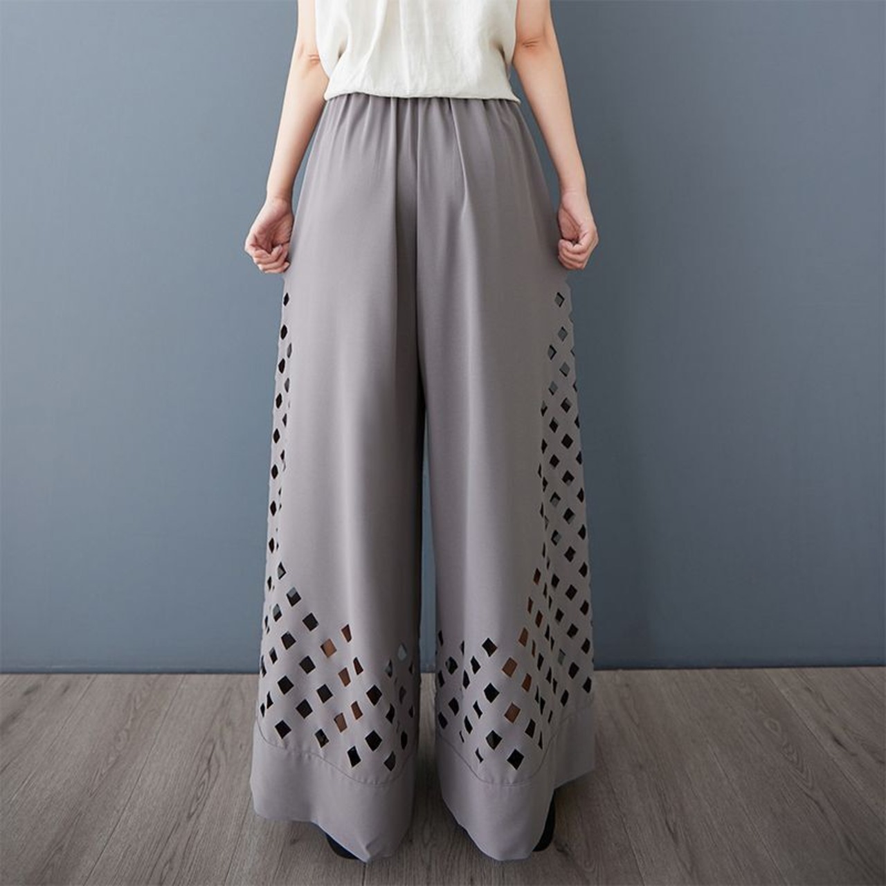 レーザーカット ワイドレッグ パンツ 00117