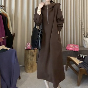 Plus‑size half‑zip sweatshirt dress (SN311)