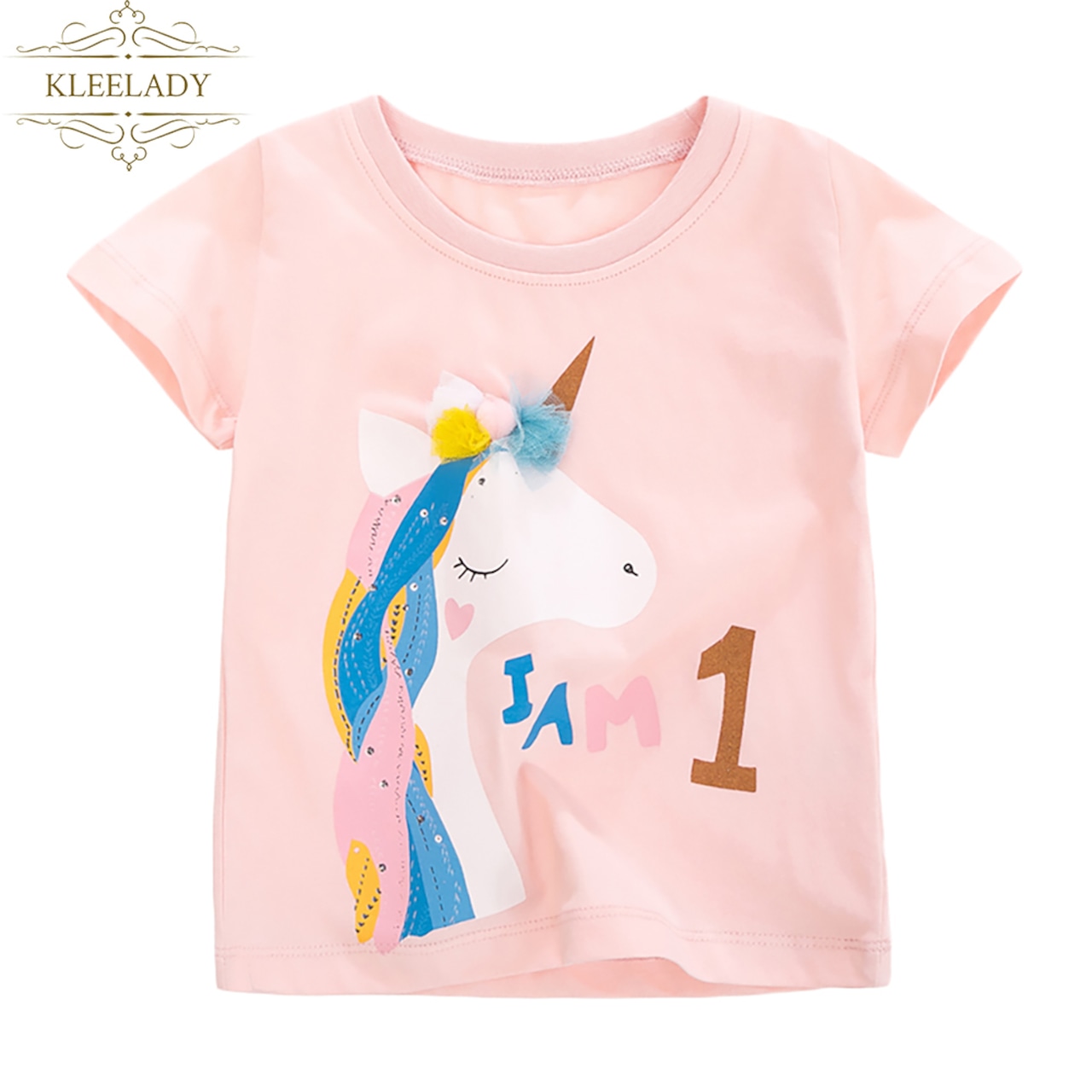 Tシャツ　半袖　ユニコーン　馬　トップス カジュアル シンプル　幼稚園　保育園　小学校　綿肌ざわり通気性抜群な綿100％♪　お出掛けの 日にオススメです