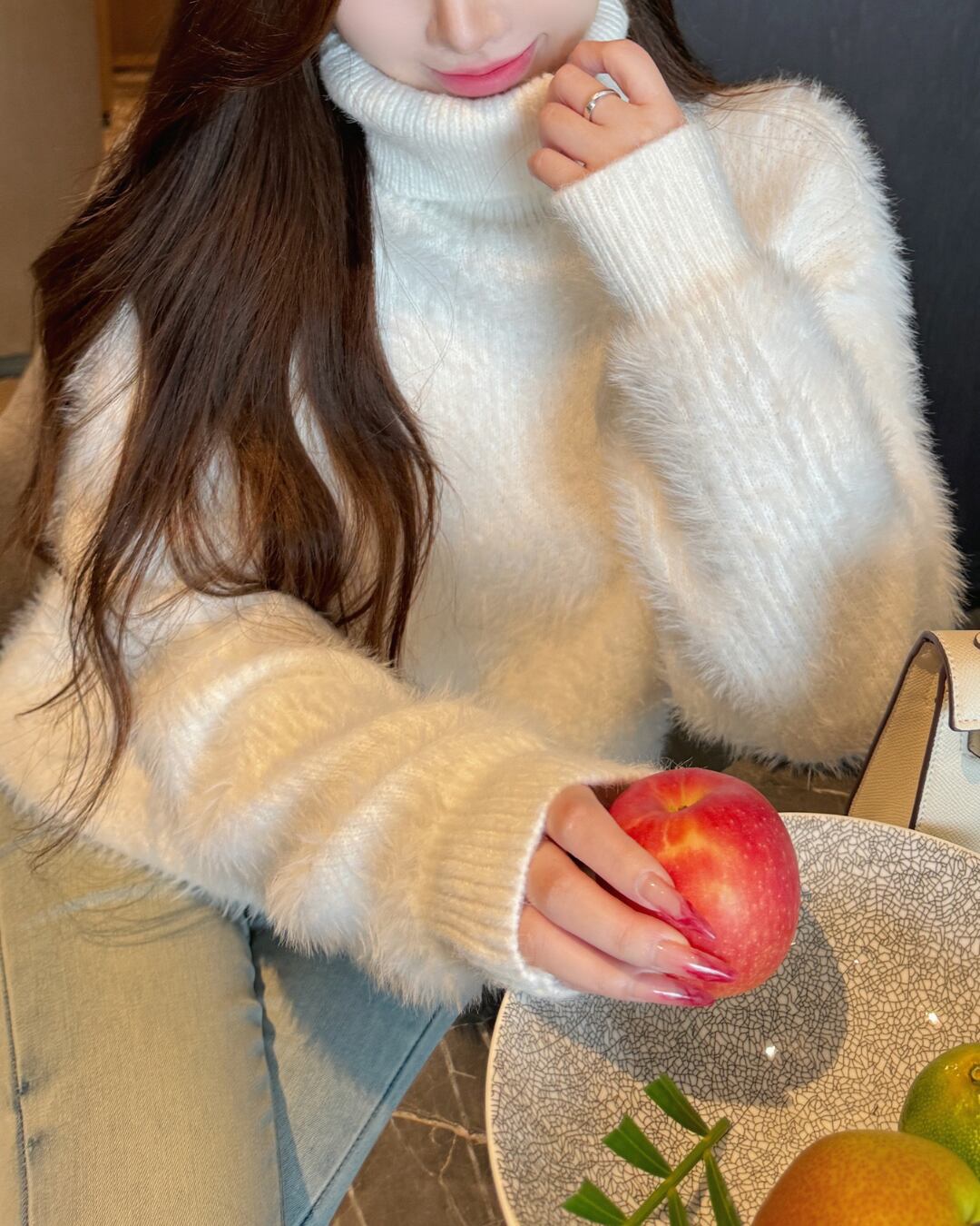 ハイネックベルベットミンクセーター 24W11038