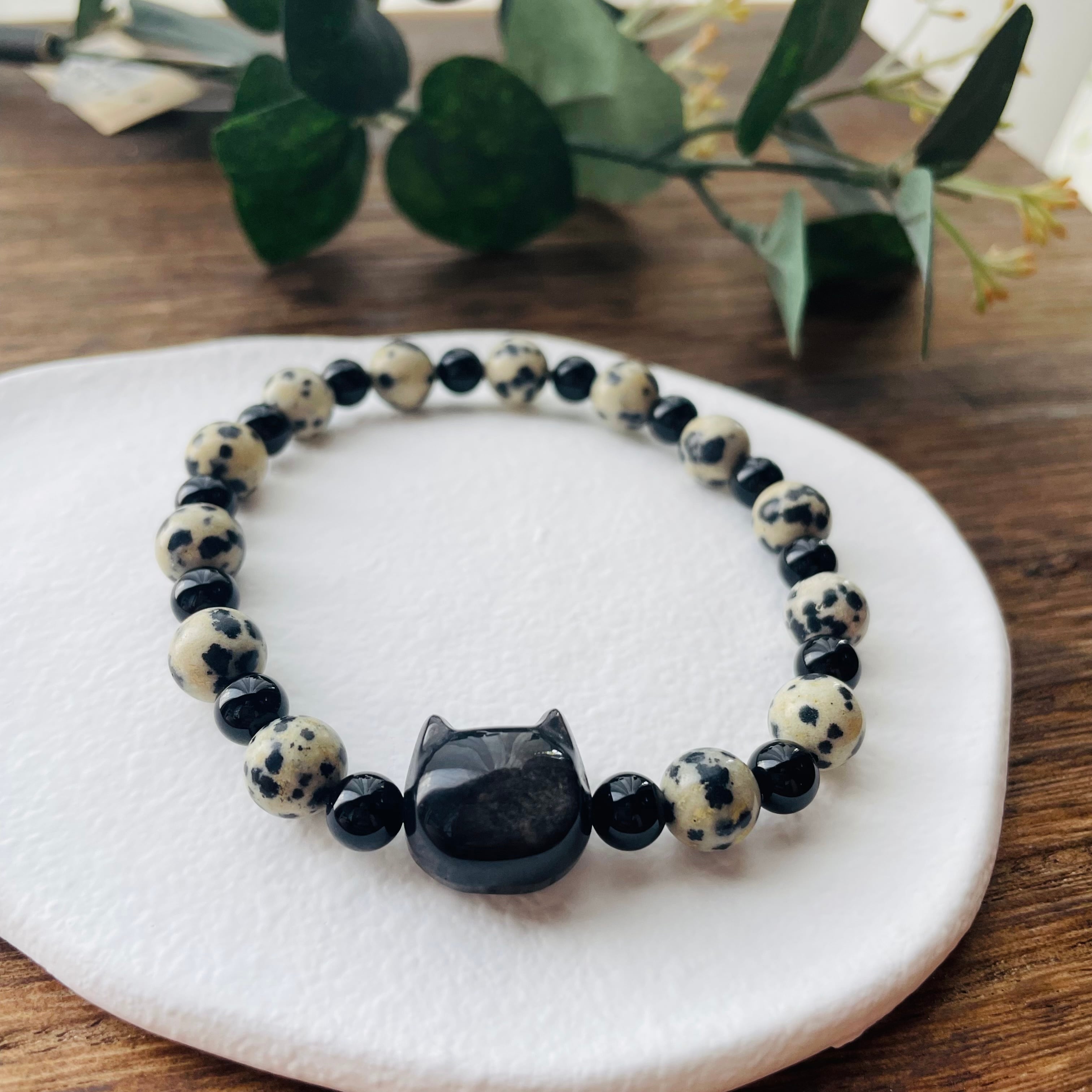 ☆20-①猫×パワーストーン|ブレスレット|集中力アップ・判断力| ネコ ねこモチーフ 猫雑貨 猫グッズ アクセサリー 天然石 プレゼント ギフト レディース