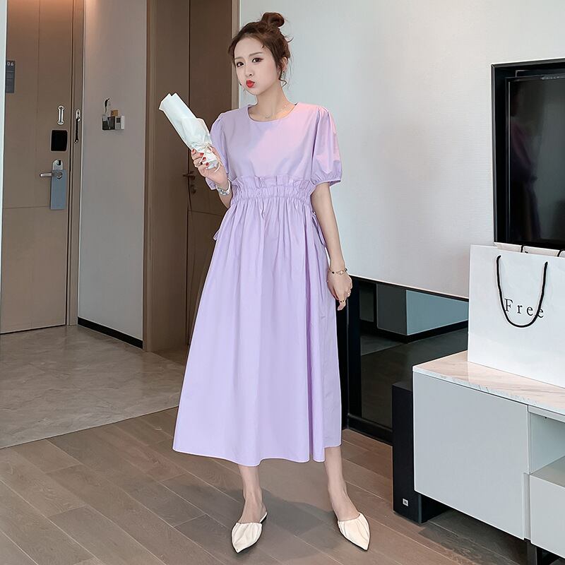 【新作】【送料無料】 マタニティウェア2020夏の新しい年齢を減らす綿とリネンのステッチドレス、トレンディなママのミドル丈の産後の看護スカート コットン サマー 夏物 expec270794493758