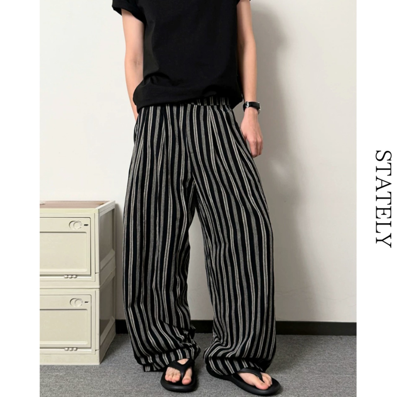 Linen Stripe ワイドパンツ/2color_B155・画像3