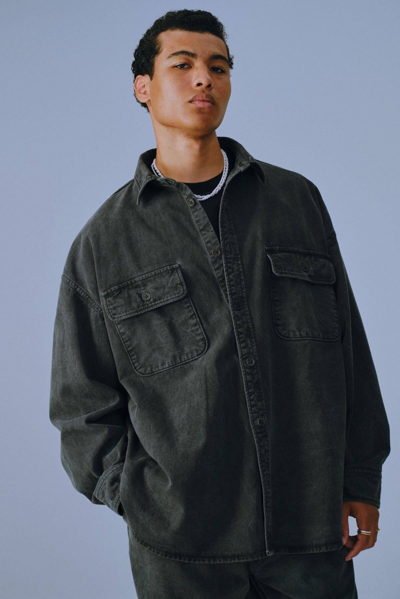 Pigment Dyed Hard Twisted Yarn CPO Jacket - Black -